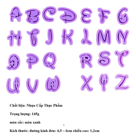 Bộ cutter chữ 4.5cm