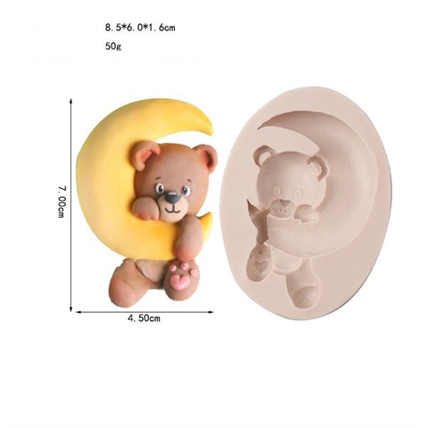 Khuôn Silicon gấu ôm trăng MM-0931