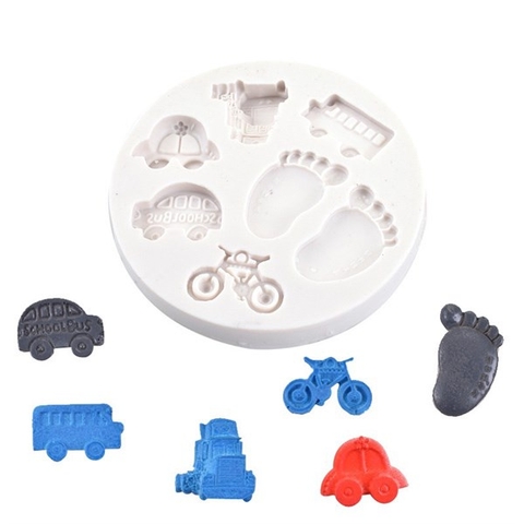 Khuôn Silicon chân em bé, ô tô, xe đạp - 1308