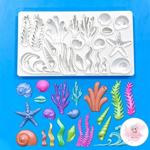 Khuôn Silicon san hô ốc sò biển mẫu mới - 3765