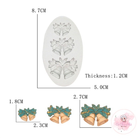 Khuôn Silicon ba cặp chuông noel