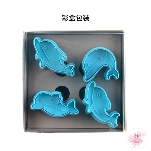 Bộ 4 khuôn cắt lò xo - cá heo (THM013)