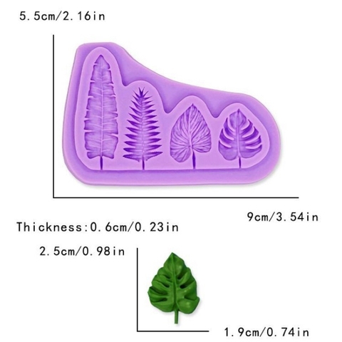 Khuôn Silicon 4 lá nhí trang trí thành phẩm hiện đại
