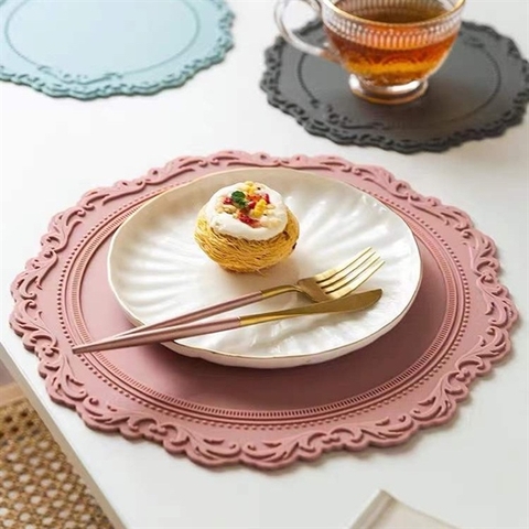 Thảm Khuôn Silicon tròn hoa văn 35cm