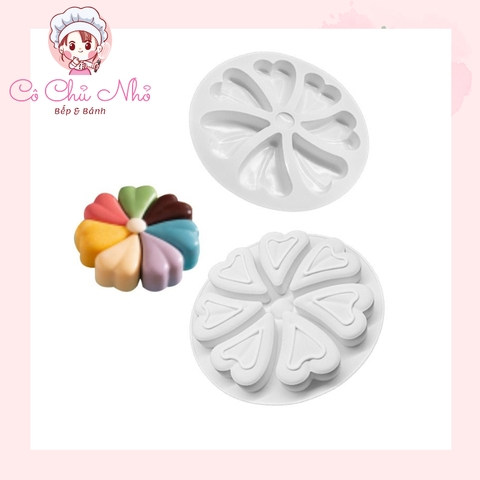 Khuôn Silicon 7 cánh tim xoáy 22cm