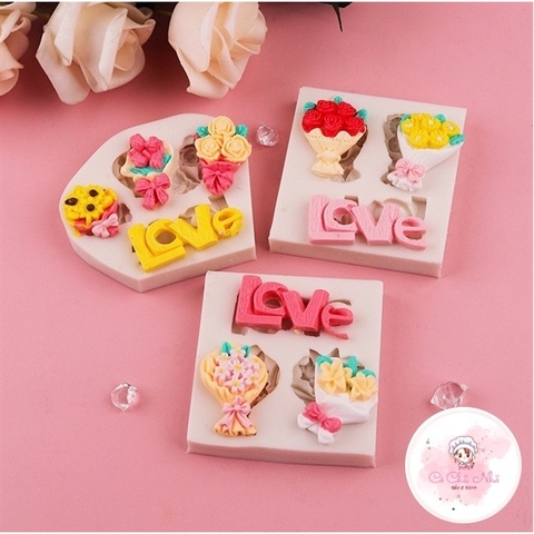 Khuôn Silicon hoa nhí chữ Love