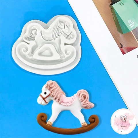 Khuôn Silicon ngựa bập bênh trang trí thành phẩm kem, tạo hình thành phẩm kem