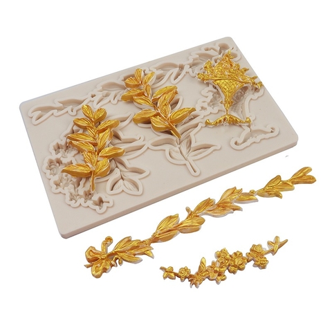 Khuôn Silicon lá nguyệt quế + cúp vàng