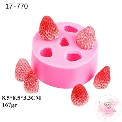 Khuôn Silicon quả dâu tây mẫu mới - tạo hình đất sét, gumpaste, fondant