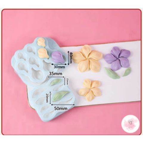 Khuôn Silicon hoa bay hoa tuylip và lá