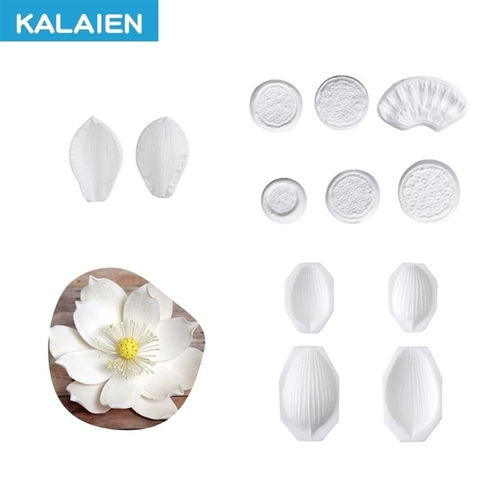 Khuôn Silicon gân hoa sen đài sen (bộ 9 món)