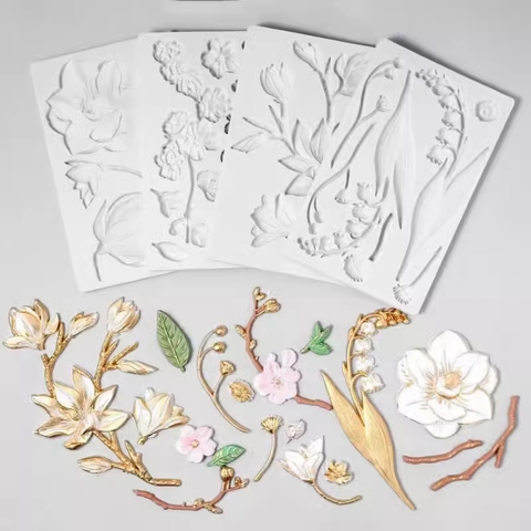 Khuôn Silicon cành hoa hồng, hoa anh đào