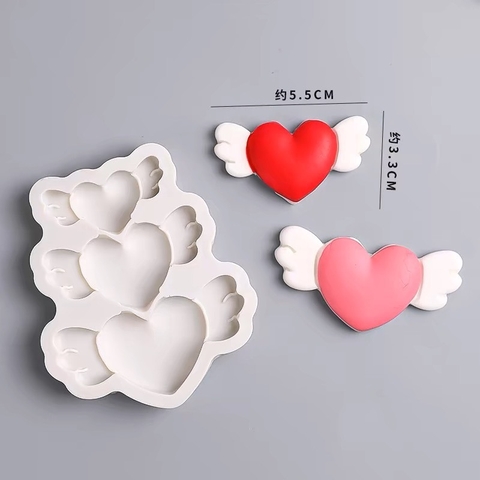 Khuôn Silicon 3 tim có cánh