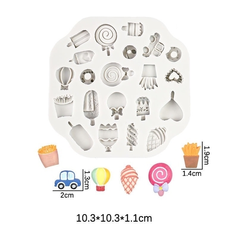 Khuôn silicon kem kẹo nhiều chi tiết nhiều mẫu
