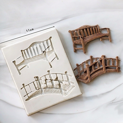 Khuôn silicon ghế gỗ + cây cầu