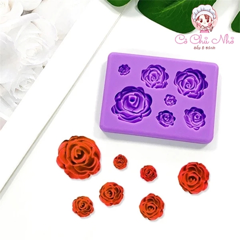 Khuôn Silicon 7 hoa hồng đẹp - 3793