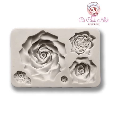 Khuôn Silicon 5 hoa hồng lớn-4056