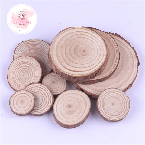 Khoanh gỗ tròn vân làm đế cho sản phẩm, vẽ trang trí, decor