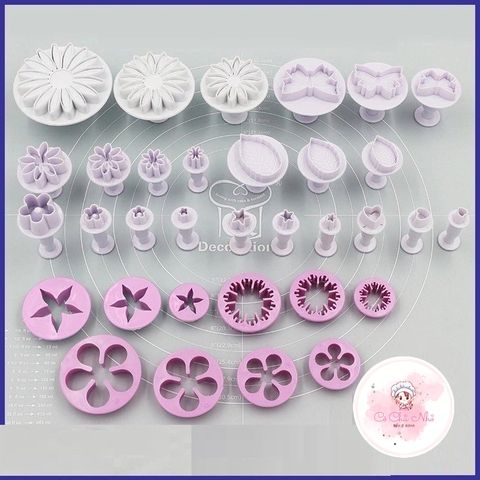Bộ 33 khuôn cutter hoa lá tạo hình fondant cho bánh trôi, bánh trung thu hiện đại
