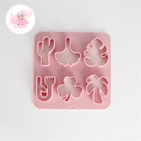 Khuôn nhấn 6 lá, hoa (màu hồng)