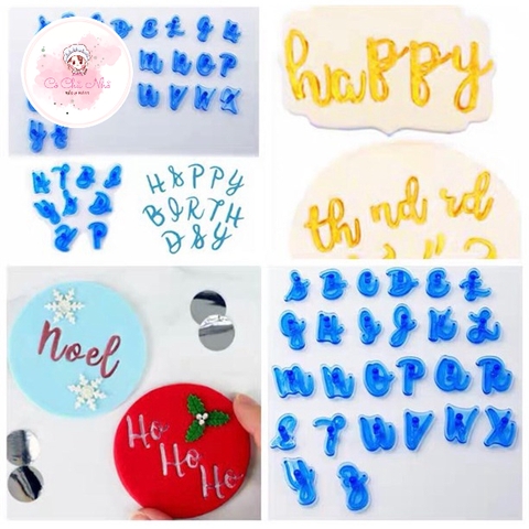 Bộ 26 khuôn nhấn chữ, số 3.5cm