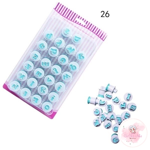 Bộ nhấn 26 chữ lò xo (trắng xanh)