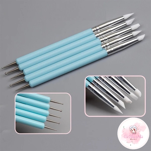 Bộ mo + miết đất sét 5 chiếc, dụng cụ tạo hình đất sét, gumpaste