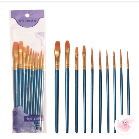 Bộ 10 cọ cao cấp, tô màu bánh kem, cọ vẽ tranh, cọ tô màu, tô tượng