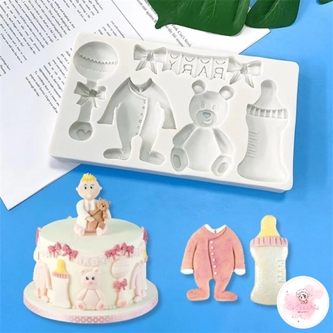 Khuôn Silicon gấu bình sữa baby lớn 3414