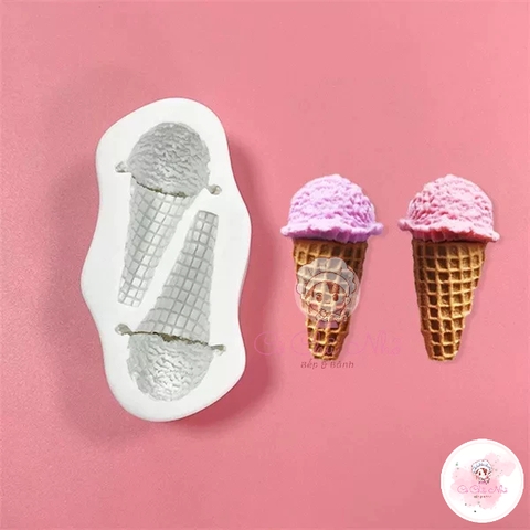 Khuôn Silicon 2 que kem ốc quế