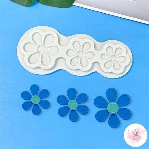 Khuôn Silicon 3 hoa 6 cánh tròn