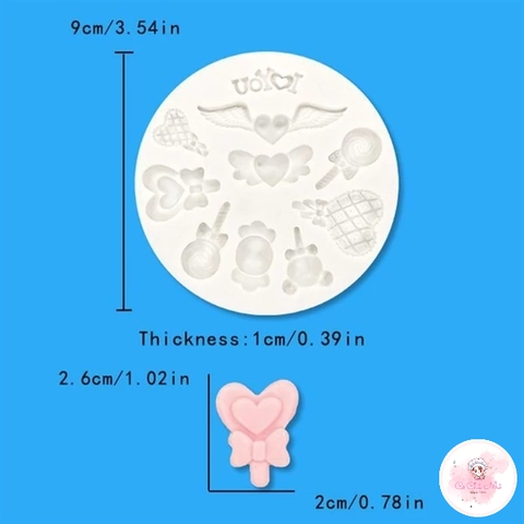 Khuôn Silicon kẹo tim nhí - tạo hình đất sét,