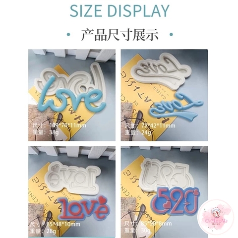 Khuôn Silicon mẫu chữ LOVE - tạo hình đất sét, gumpaste, fondant