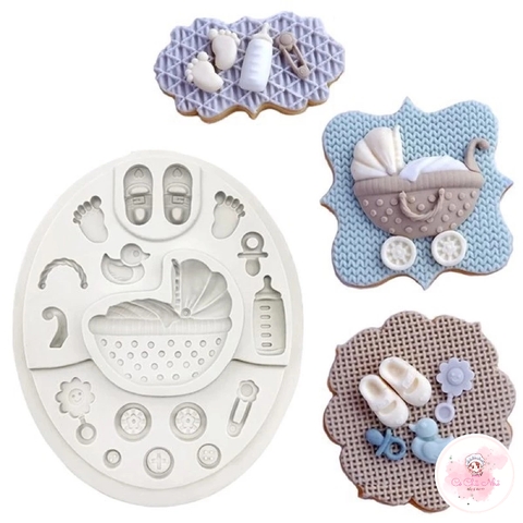 Khuôn Silicon đồ dùng em bé (bình sữa, nôi, bàn chân, giày...)