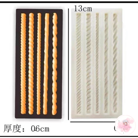 Khuôn Silicon 6 dây xoắn to - 5145
