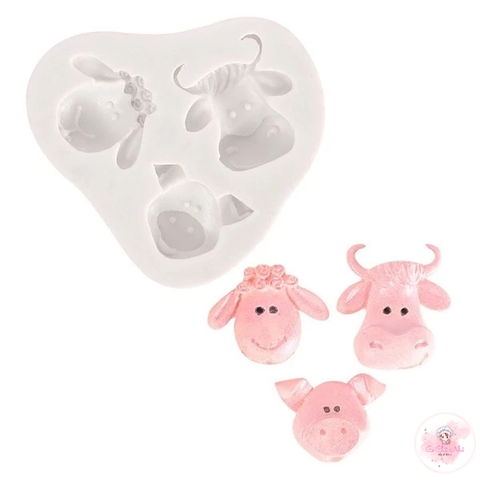 Khuôn Silicon bò sữa, heo, cừu tạo hình trang trí thành phẩm kem