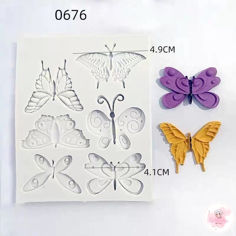 Khuôn Silicon 6 mô hình bướm trang trí