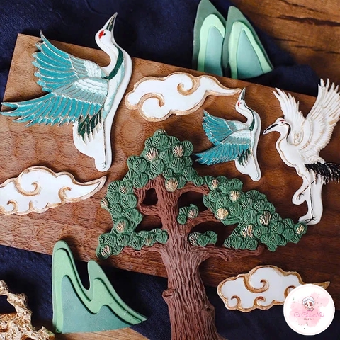 Khuôn silicon chim hồng hạc, dãy núi