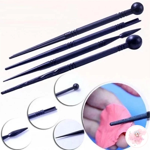 Bộ dụng cụ tạo vân hoa 4 món (đen)