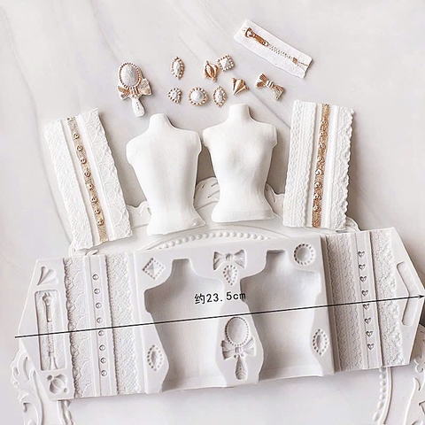 Khuôn silicon mẫu váy cô dâu 23.5cm