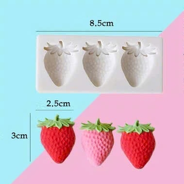 Khuôn Silicon 3 quả dâu tây