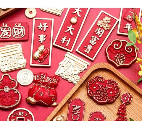 Khuôn Silicon nhiều mẫu chủ đề tết, vàng, túi vàng, lồng đèn...