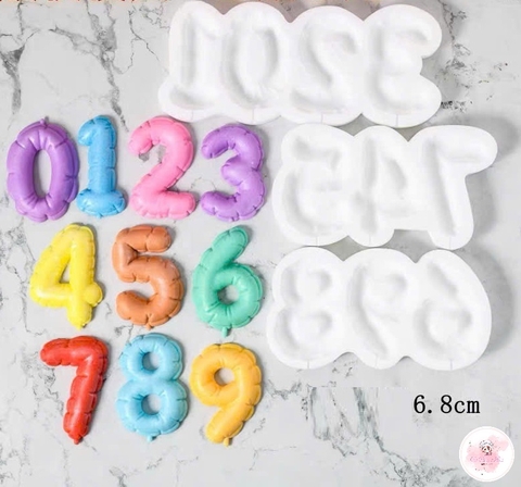 Khuôn silicon bộ số bong bóng to 6.8cm