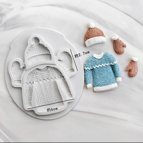 Khuôn Silicon áo mũ len 6cm (MM-1942)