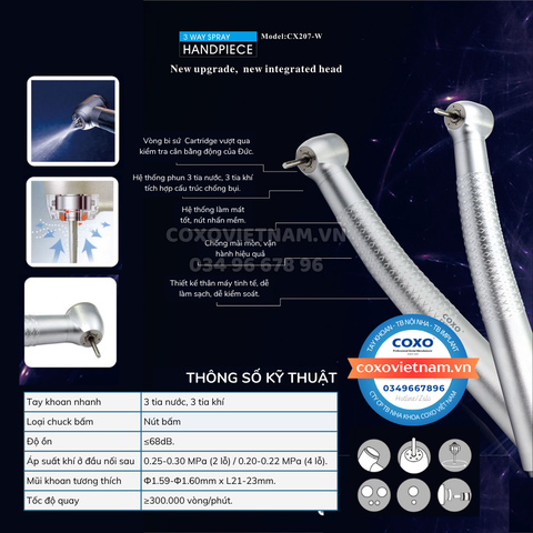Tay khoan nhanh COXO 3 tia nước CX207-W (H17)
