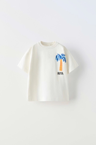 Áo phông trắng / cây dừa Zara 2