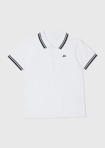 Áo polo trắng / viền kẻ
