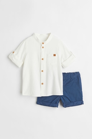 Set sơmi trắng / shorts navy 2024