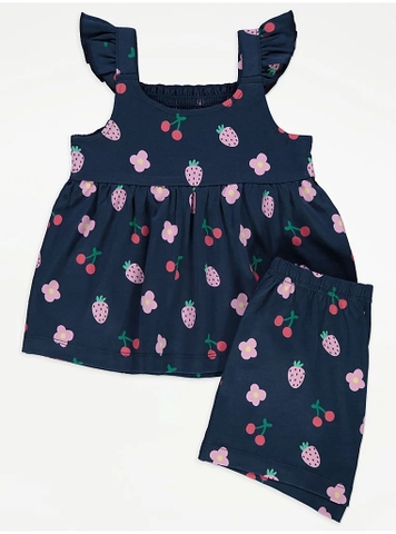 Set cộc tay navy / trái cây