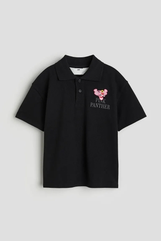 Áo polo đen / Pink Panther
